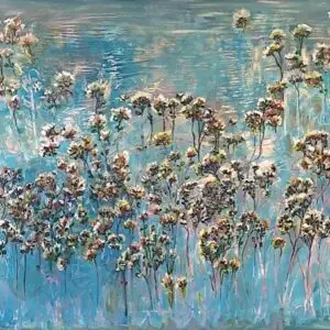 Blue Garden 2 – Textured Floral Painting