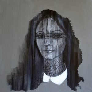 Abstract portrait of a woman with long hair.