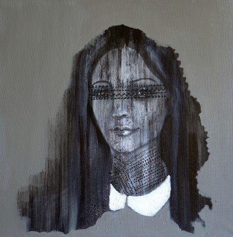 Abstract portrait of a woman with long hair.