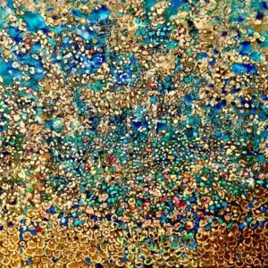 Colorful abstract painting with textured patterns