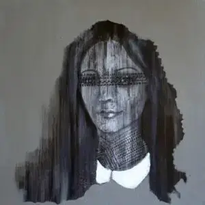 Abstract portrait of woman with textured hair