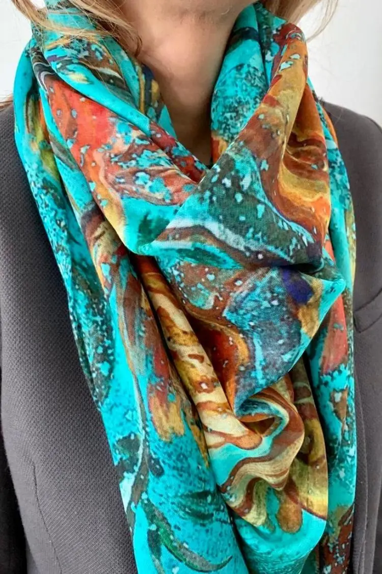 Colorful scarf with abstract patterns