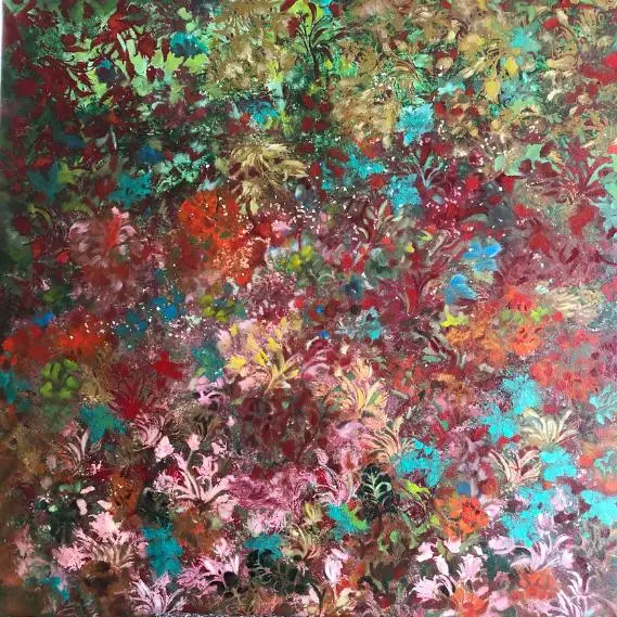 Colorful abstract floral pattern artwork.