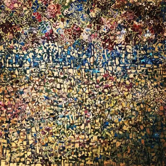 Vibrant abstract mosaic with colorful patterns